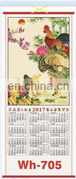factory wholesale 2017 newest paper cane wall scroll calendar,wall hanging calendar with low price