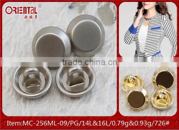 matt black flat front gold back metal shank button