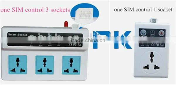Energy Saving 3 Sockets wireless remote control gsm controlled power socket by rings &short messages for home appliance