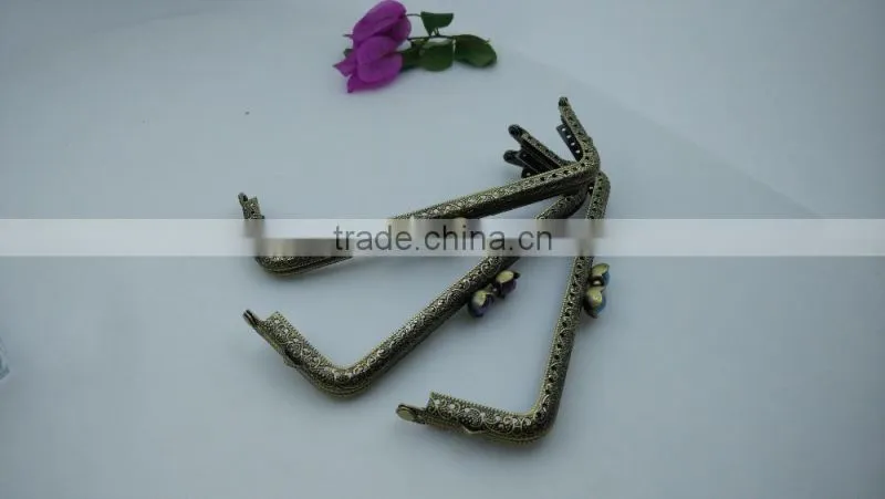 KINGSO 5PCS Retro Metal Frame Purse Coin Bag Kiss Clasp Lock DIY Craft 12.5*5.5 cm Assorted Lotus Bead