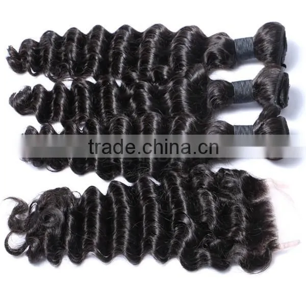8A natural black 100% virgin Deep wave malaysian hair bundles