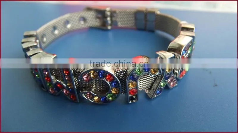 Letters can be Wear on Steel Mesh Belt 8MM & 10MM Wide Wristband Stainless Steel Bracelet