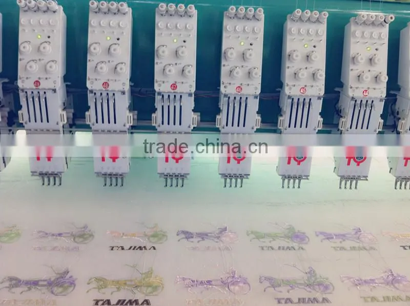 Multi-heads flat computerized embroidery machine with cutter with utc