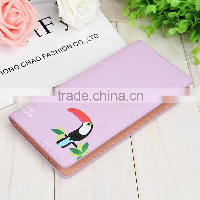 5 colors Latest Cute Cartoon Woodpecker Pattern Leather Young Girl Wallet