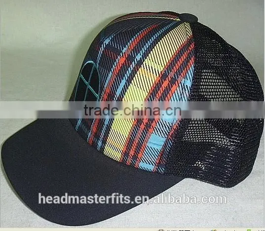Custom print plaid cheap baseball trucker hats rope baseball trucker cap