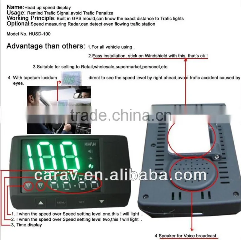 Universal LED Head Up Speed Display,Hud Head Up Display With Built in GPS module For Speeding Car
