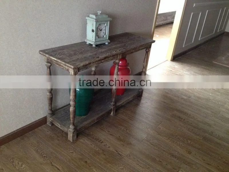 Retro French Style Antique Solid Oak Wooden Wall Console Table