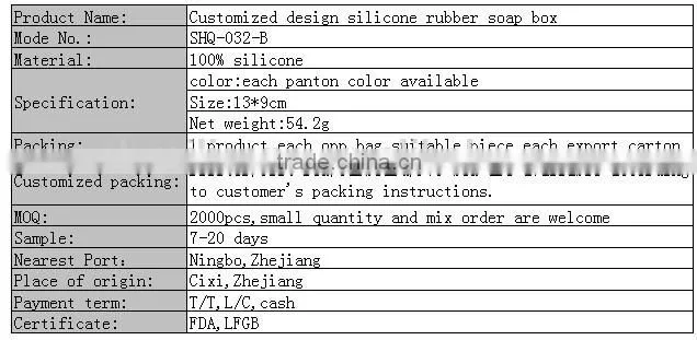 Customized design silicone rubber soap box