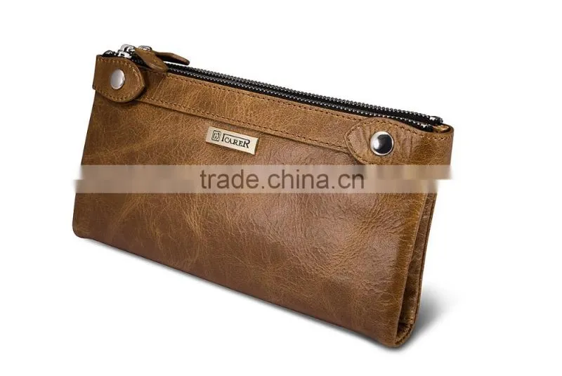 Icarer Luxury Classical zipper Real Leather Handbag Wallet with Card Slot MT-5592