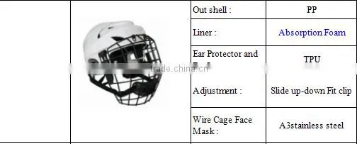 safety ice hockey helmet with wire cage face mask