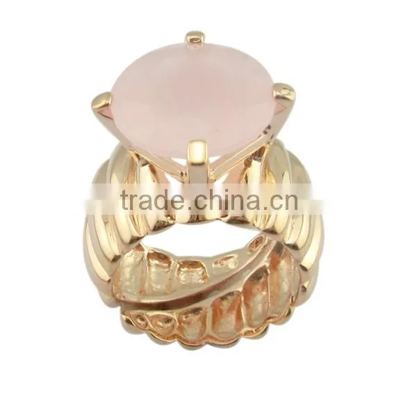 fashion Rose Quartz/silver jewelry ring