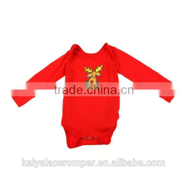 hot sale cotton printed christmas baby rompers wholesale