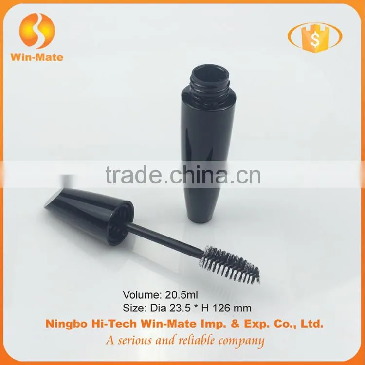 FREE SAMPLE black special design flat 126*23.5mm cosmetic plastic mascara tube