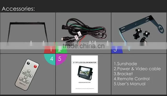 5 inch heavy-duty 2-32V trailer rearview camera system