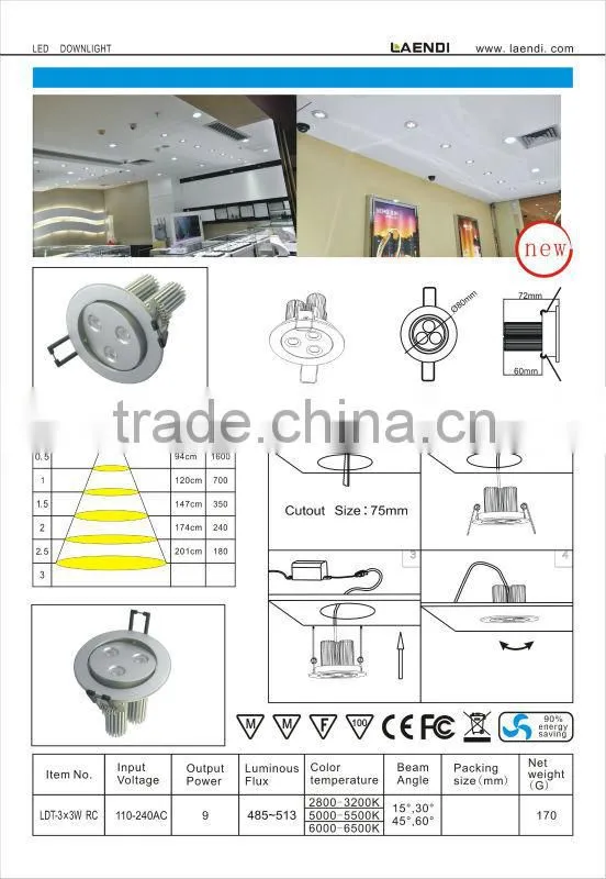 Promotional price Cool White 6000-7000K 9W Gimbal LED Downlight for showcase