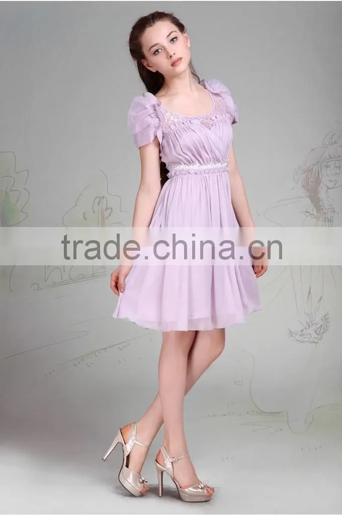 2015 Fashionable Puff Sleeve Design Bridesmaid Dresses Women