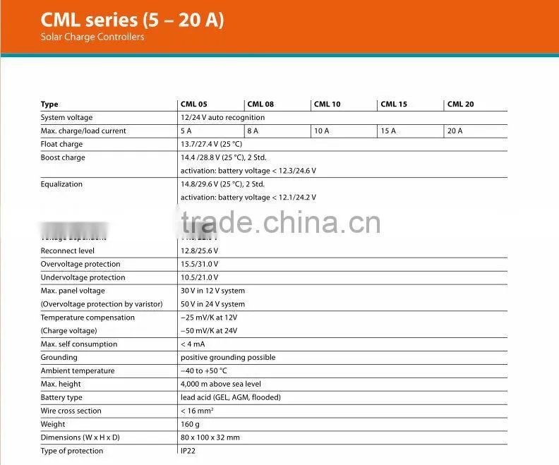 CML10 PHOCOS brand price solar charge controller for hot selling