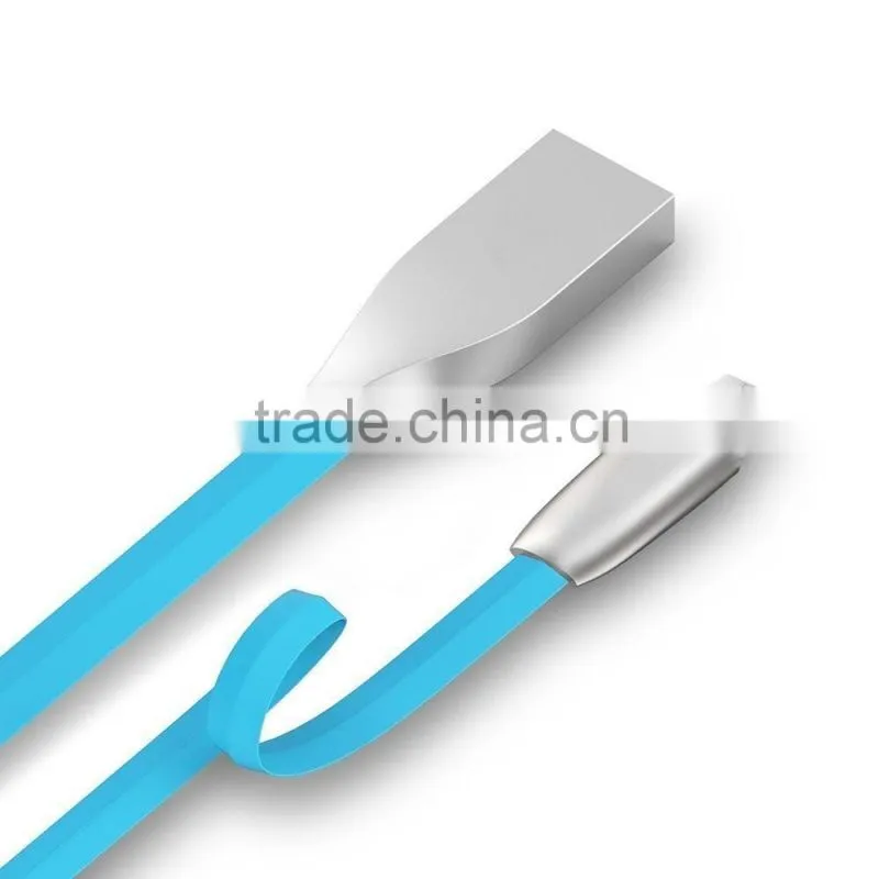 For iPhone USB Charger Cable Flat Zinc Alloy USB Cable New Premium