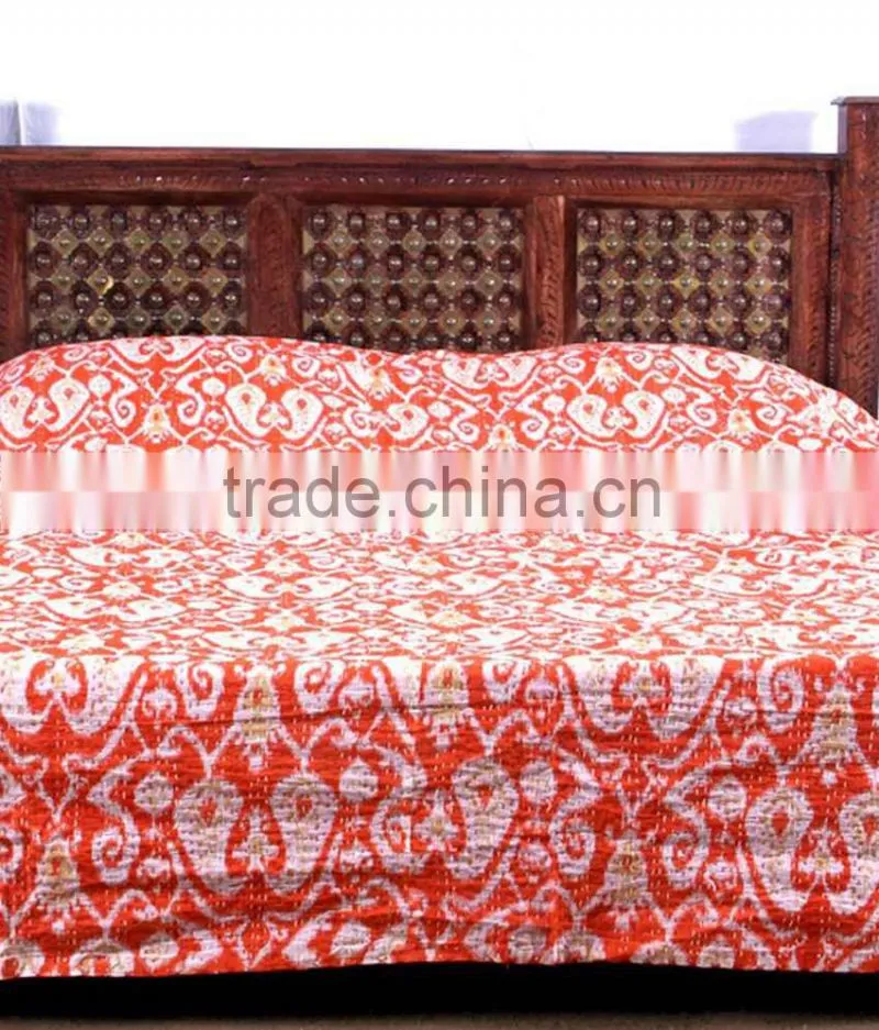 Ikat Kantha Quilt Ikat Kantha Cotton Bedding Bed Cover
