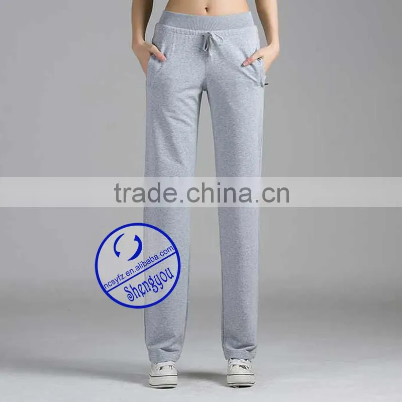 Wholesale custom 100% polyester blank women yoga sweat pants