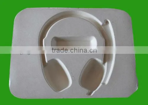 New 100% Biodegradable Protective Headphone Molded Pulp Paper Trays Packing
