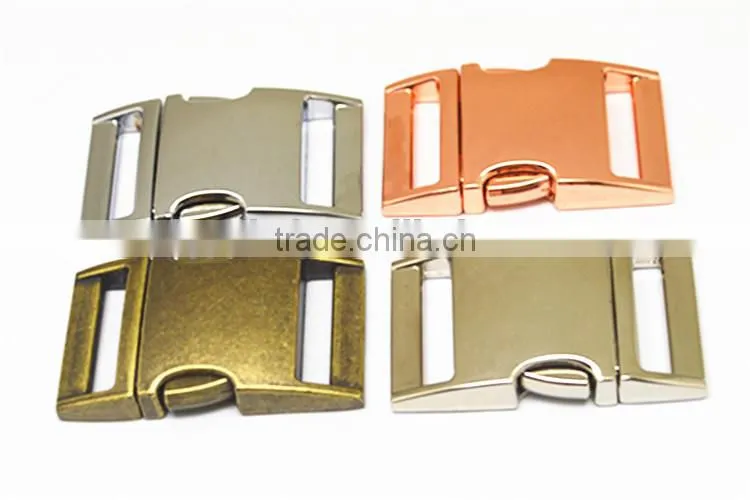 gold metal side release buckles,pet collar buckle,metal buckles for dog collar