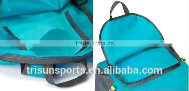 easy carry polyester foldable travel backpack with two layers