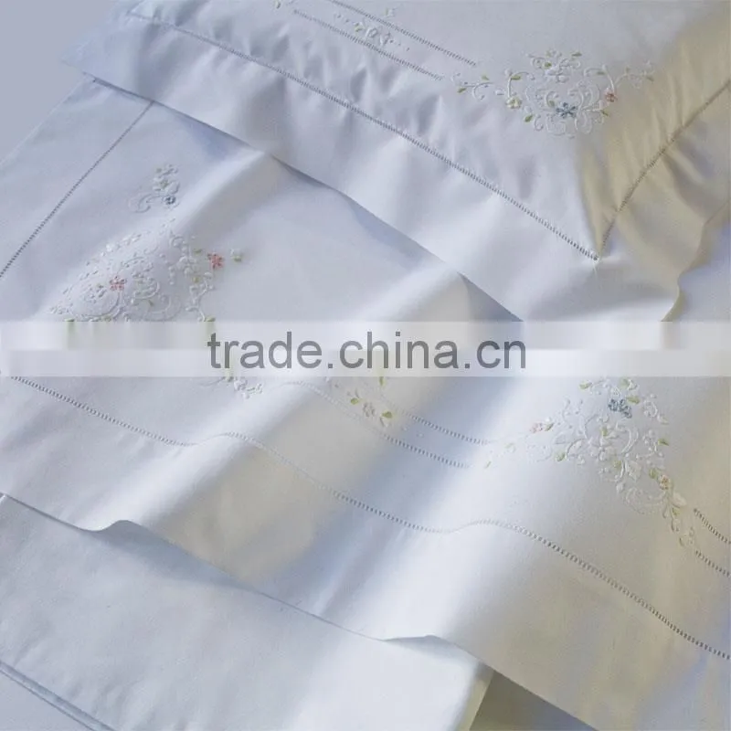 300 Thread count cotton hand embroidery bed sheet