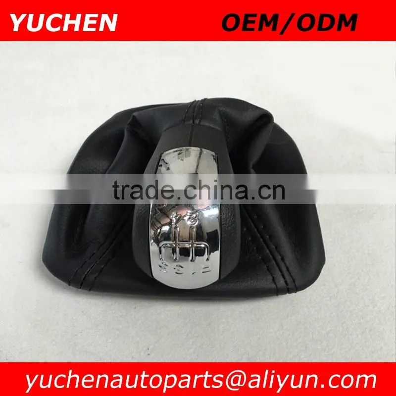 YUCHEN Car Shift Gear Knob With Black/Beige Leather Boot For Skoda Octavia II A5 MK2 2004-2010