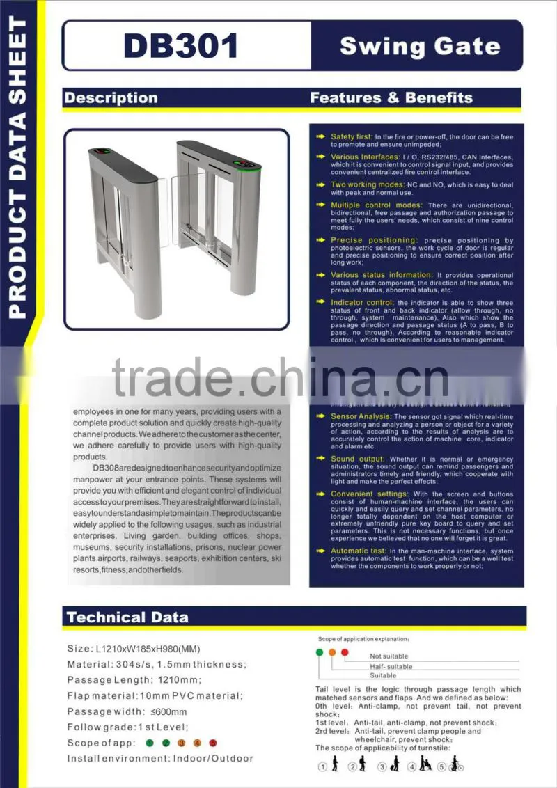 Supermarket Mechanical Turnstile Semi-automatic Gateway Rfid Swing Turnstile Gate