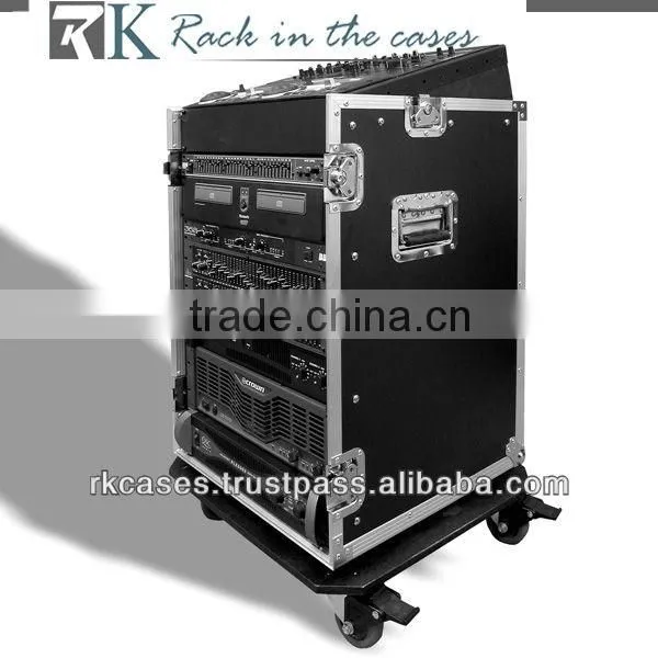 RK aluminum rack case,10U slant mixer rack/16u vertical rack system with caster board and removable covers