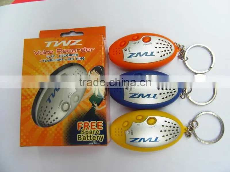 Portable voice recorder LED keychain, promotional gift company exhibition mall activities