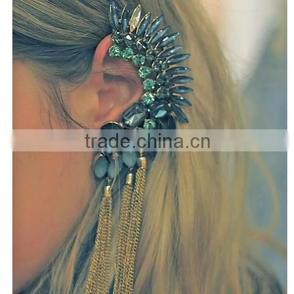sample order sapphire with chain ear cuff wrap clip earring