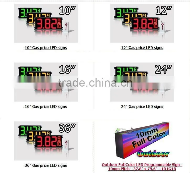 alibaba express wireless control GPRS single/dual color led gas price sign for gas station