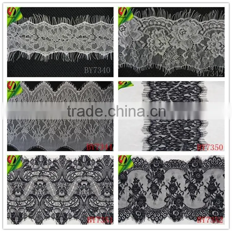 Factory direct cash #BY7509 black nylon eyelash fabric for wedding dresses