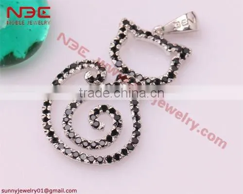New fashion cross necklace--handmade 925 sterling silver with black CZ and white CZ