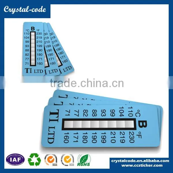 Self adhesive temperature indicator label sticker, heat sensitive color changing temperature sticker label