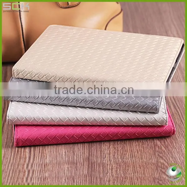 Woven Pattern Leather case For Ipad Case 2/3/4 with stand