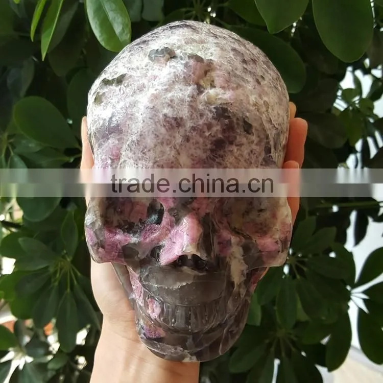 Custom Lifelike Red Tourmaline Crystal Skull Plum Blossom Quartz Crystal Skull