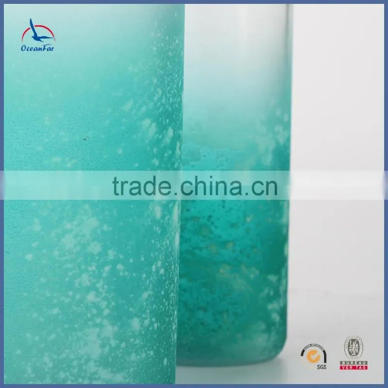 Best Selling Tall Large Color Glass Vase Recycled Frosted Cylinder Vases With Welt Top