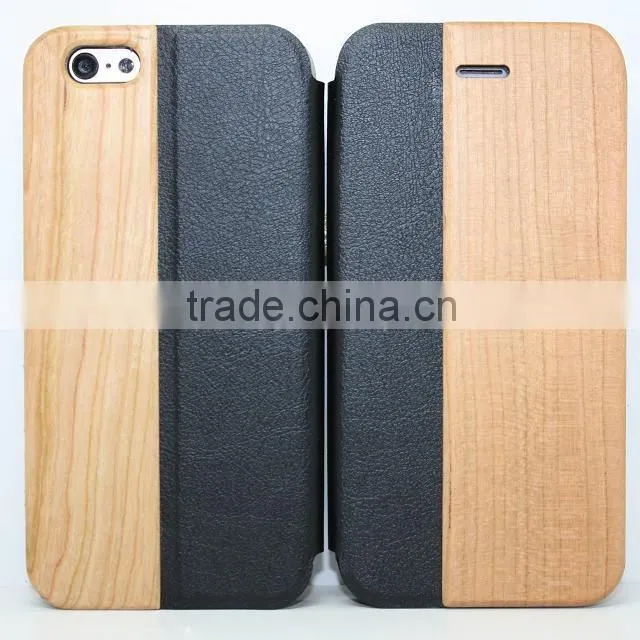 high quality real wood leather cell phone pu leather case for iphone
