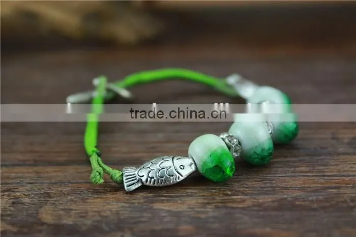 Bead ceramic wristband Bracelet , fish shape silver material bracelet