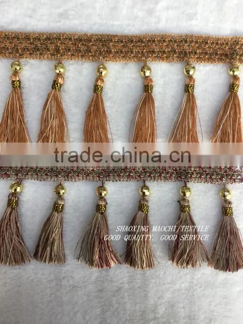wholesale tassel fringes with two different colors for Home Textile Accessory
