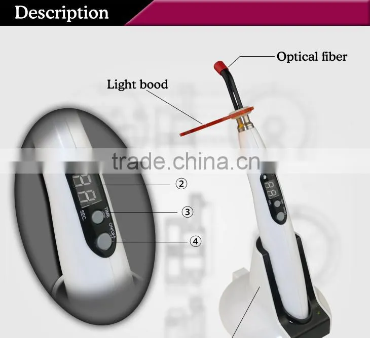 1400mw/cm2 plastic oled screen wireless dental led curing light