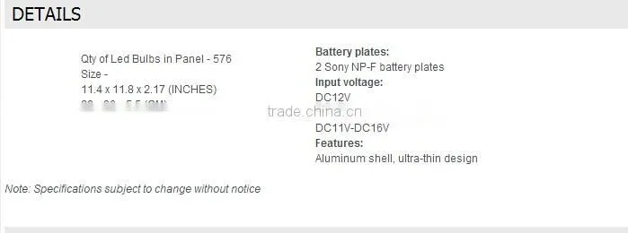 CAME-TV 576B Bi-Color LED Panels video Light (3 Piece Set)