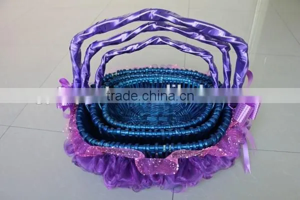 Oval basket lace basket willow basket with handle