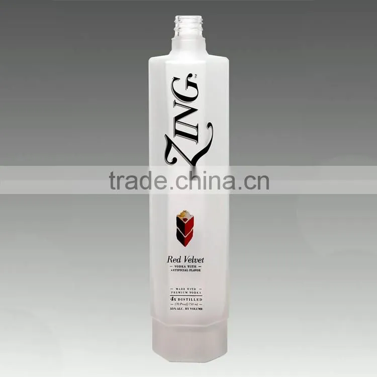 Hot selling boston shape liquor bottles fancy frosted beverage bottle spray printing bottles