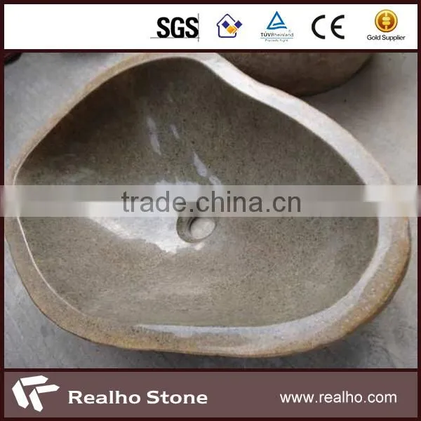 Natural Stone Grey Round Wash Basin for Bathroom