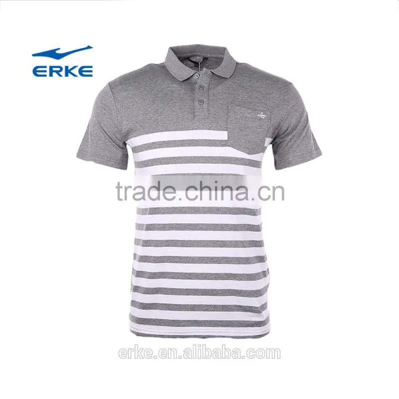 ERKE exclusive design casual & elegant mens summer mirco collar short sleeve t shirt of 100% cotton for office cheap wholesale