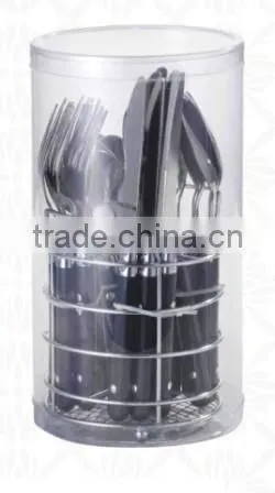Stainless steel cutlery set, plastic handle, different color